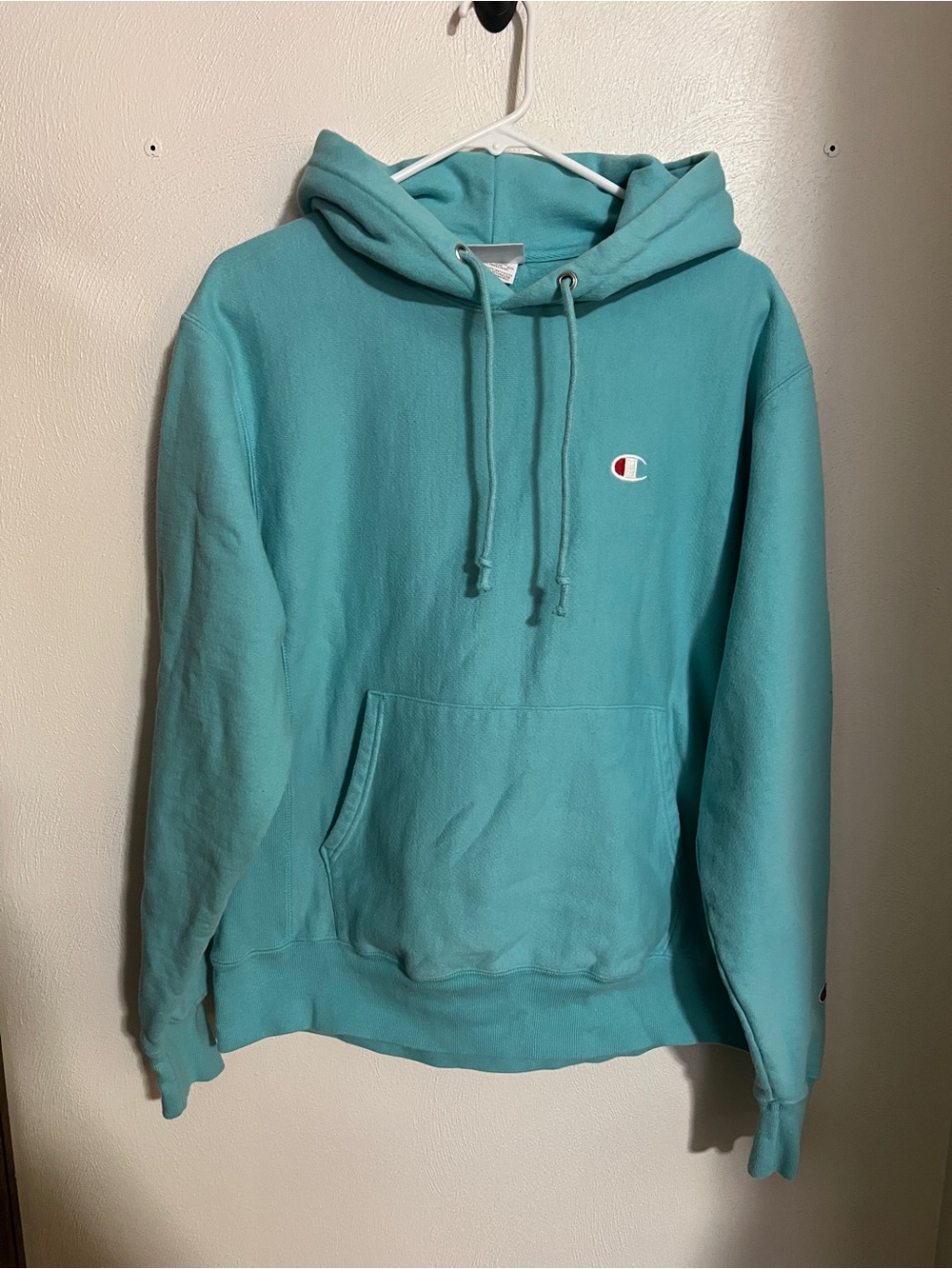 CHAMPION Classic Reverse Weave Athletic Athleisure Hoodie Teal Women's Size M